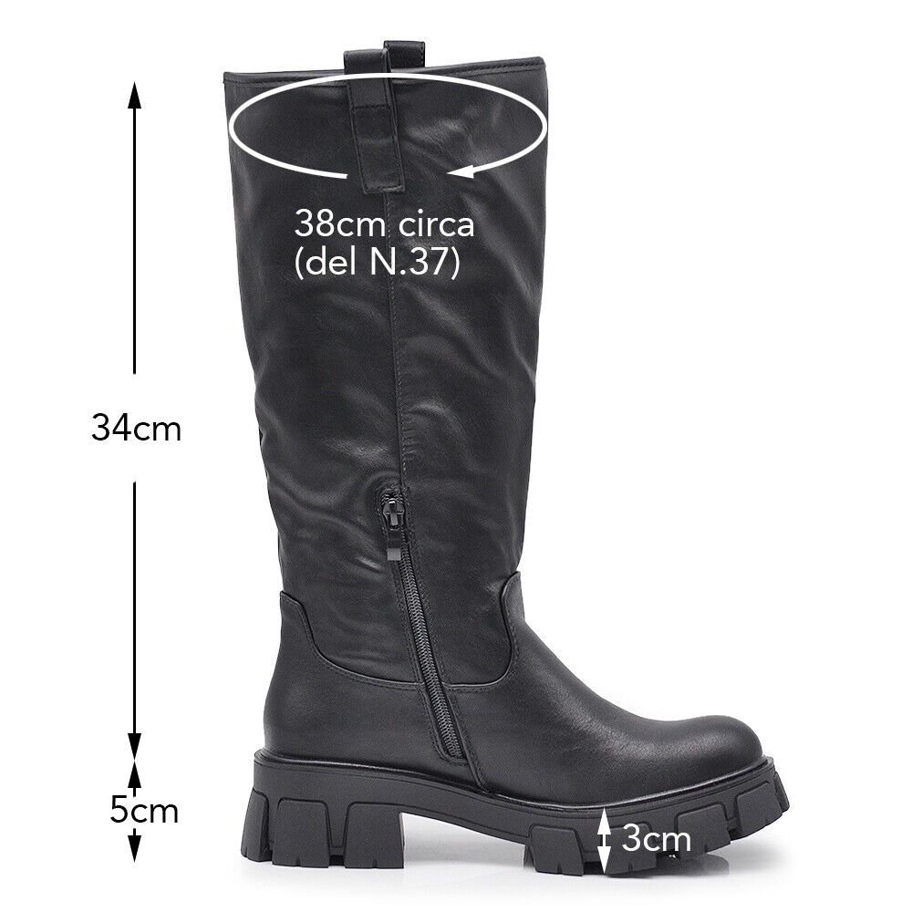 Stivali Biker Motociclista Da Donna Al Polpaccio Platformo Suola Track YG882