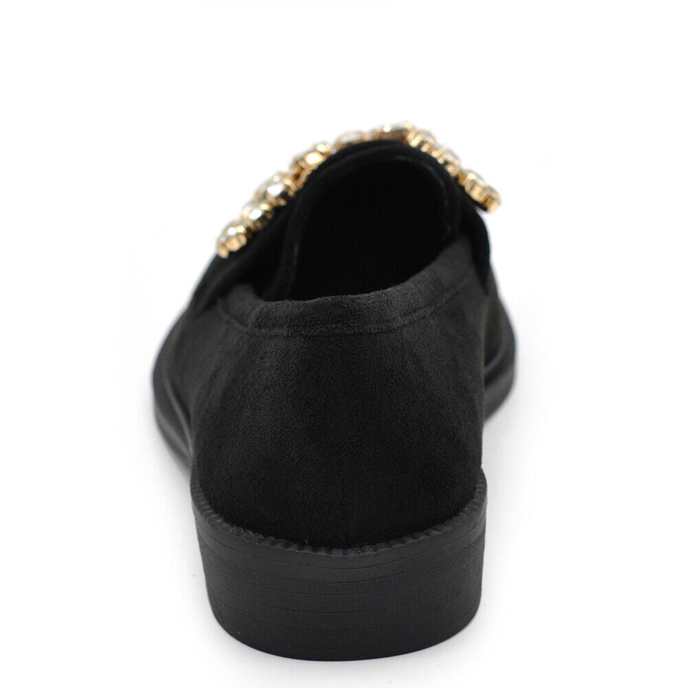 Scarpe Da Donna Ballerine Moccassini Con Pietre Strass 2625 nero fuxia lilla