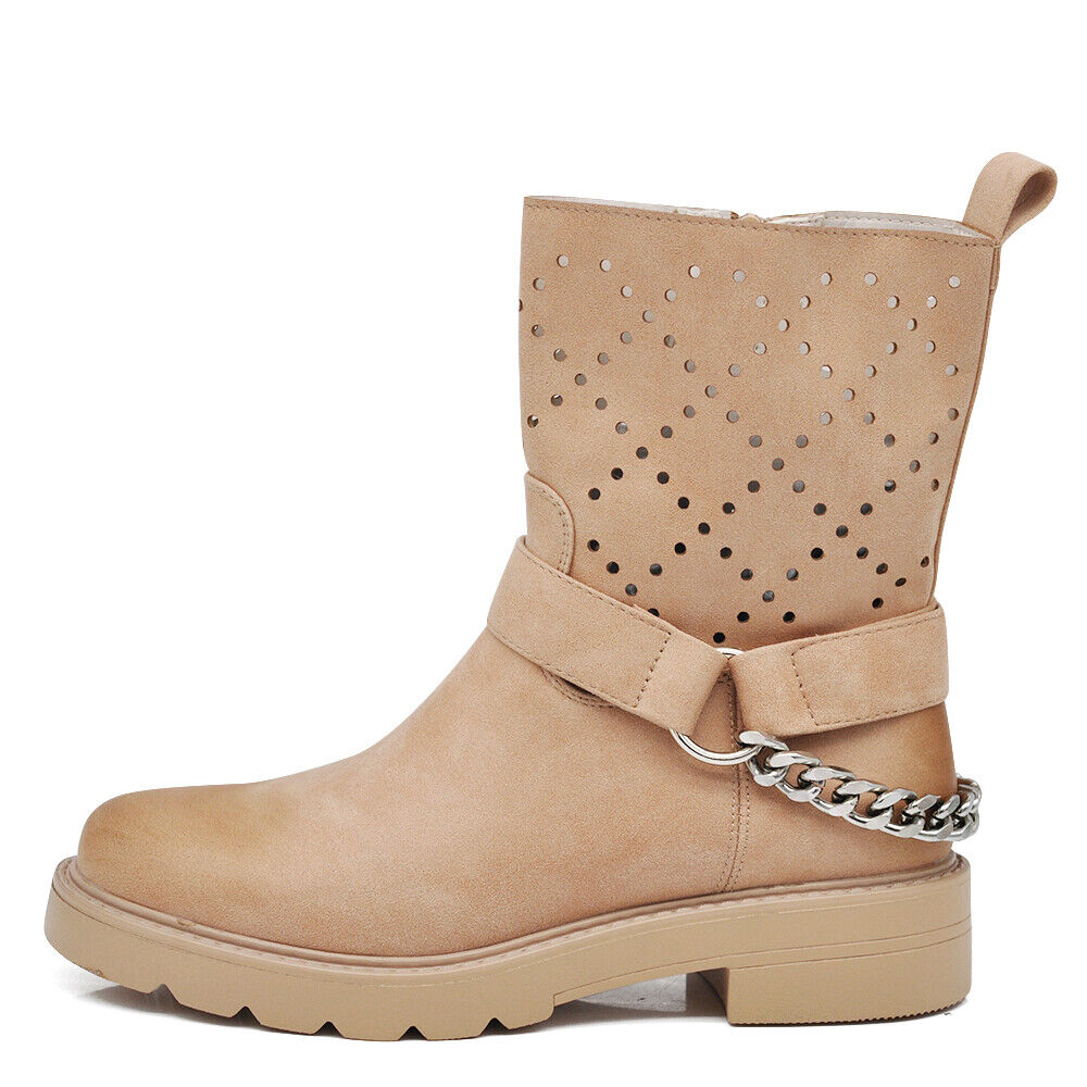 Stivali Stivaletti Catena staccabile Biker Primaverili Estivi Da Donna D7910