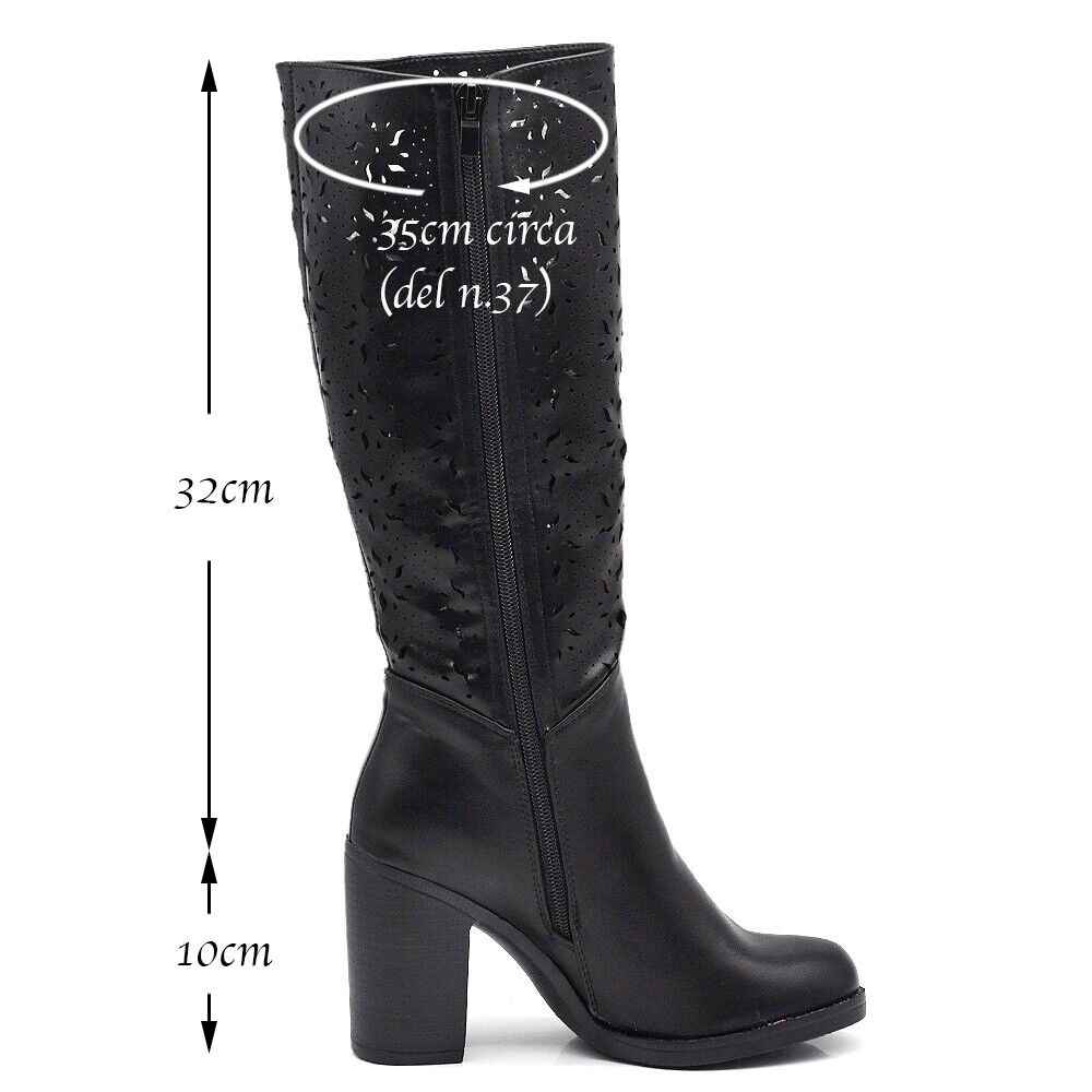 Stivali Camperos Primaverili Estivi Da Donna Tacco Grosso Traforati Alti MP315-2