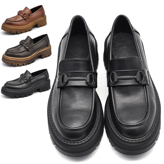 Scarpe Mocassini Loafers Slip On Da Donna Con Morsetto Platform 899