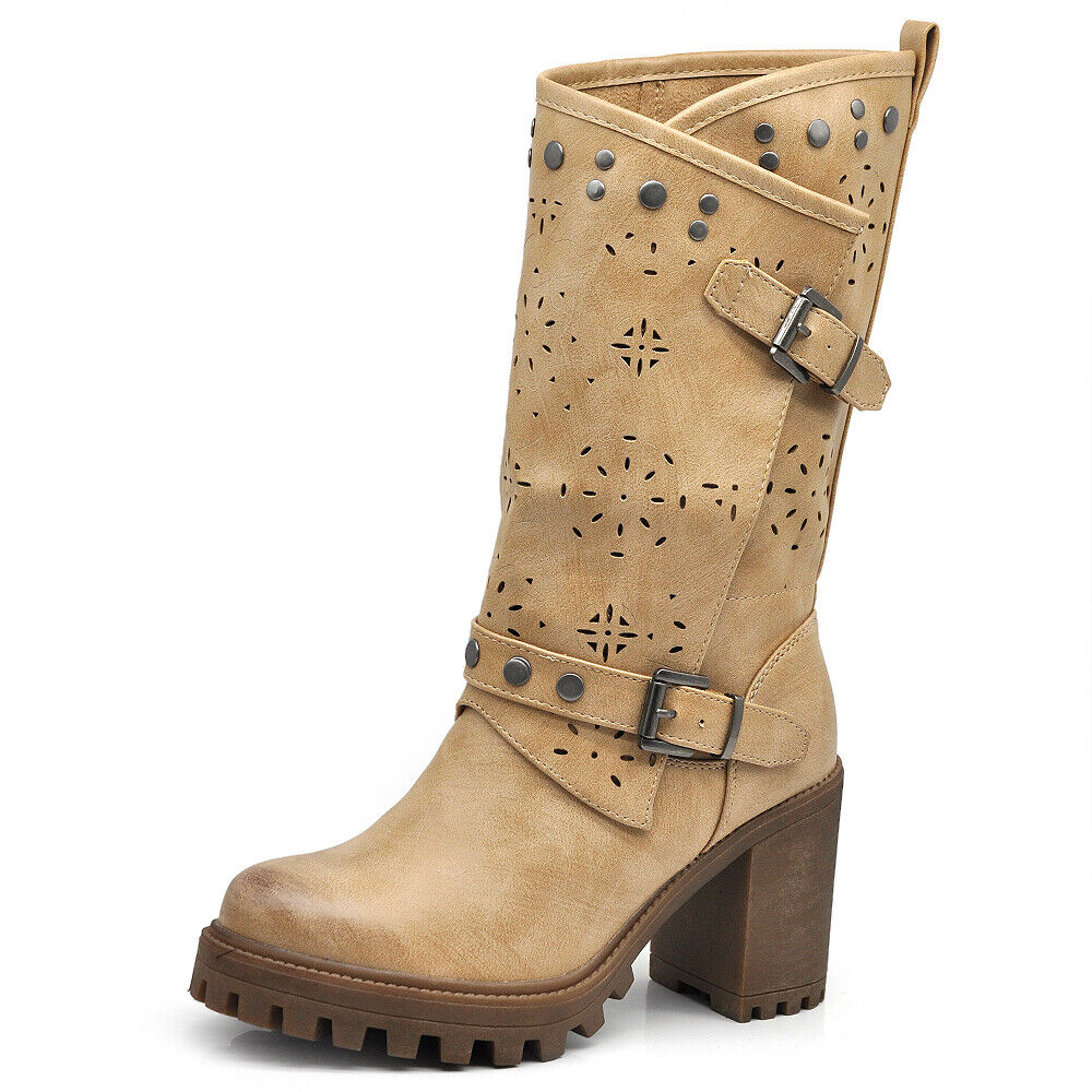 Stivali Stivaletti Tronchetti Primaverili Da Donna Tacco Plateau Platform 669
