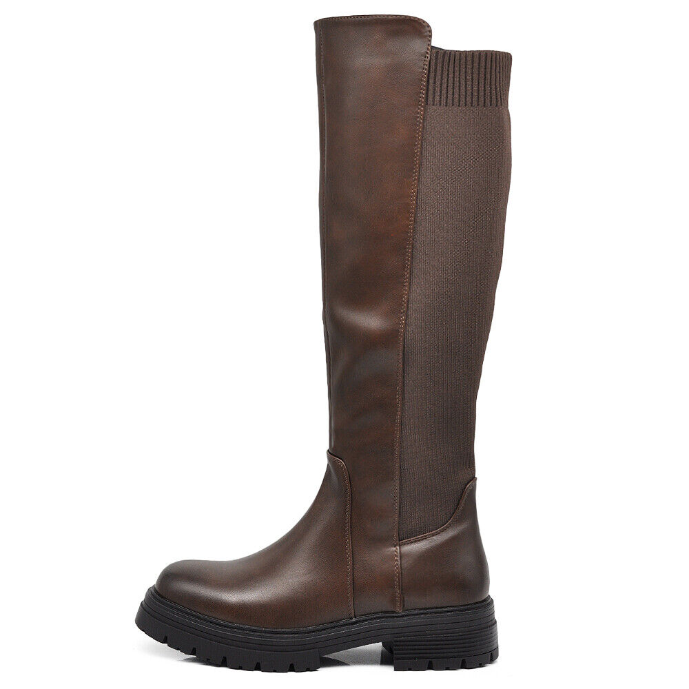 Stivali Biker Motociclista Al Polpaccio Da Donna Con Tessuto Stretch G670