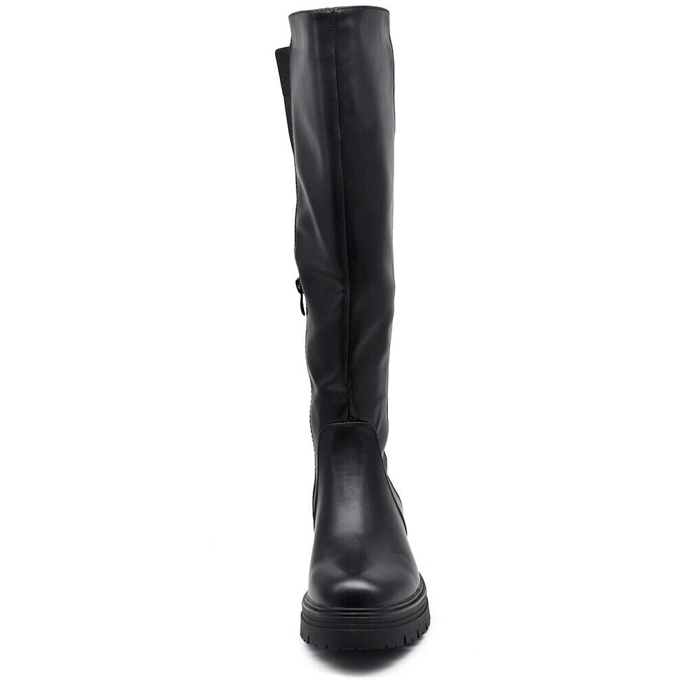 Stivali Biker Motociclista Al Polpaccio Da Donna Con Tessuto Stretch G670