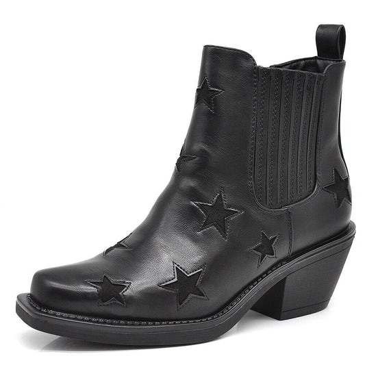 IF FASHION Stivaletti Donna Texani Cowboy Cowgirl Stelle Punta Quadrata MP628-2