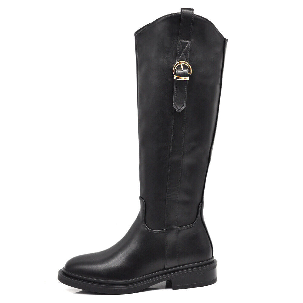 Stivali Cavallerizza Equitazione Biker Motociclista Con Fibbia Da Donna 7977