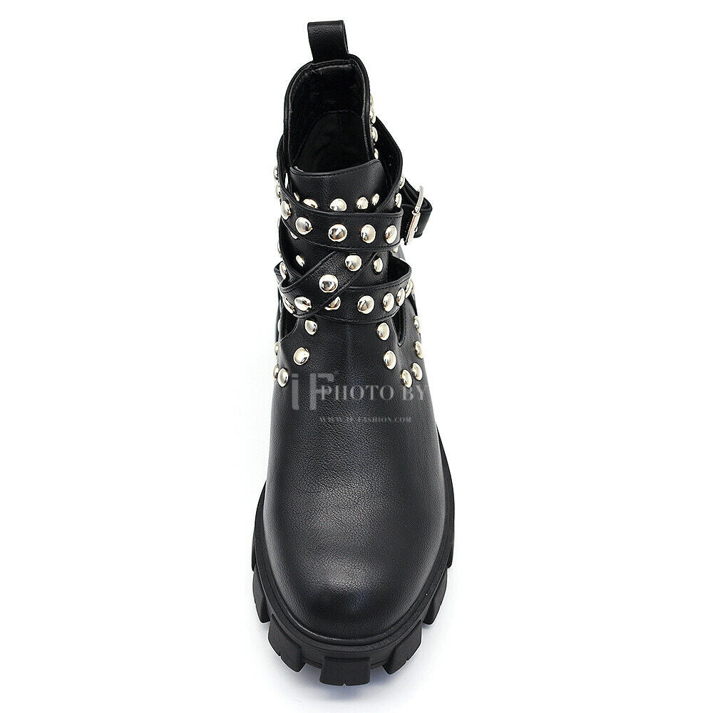 CHFQ Stivaletti Gotici Punk Donna con Plateau Nero Stivaletti con Tonda Impermeabile Stivali da Combattimento con Tacco Grosso Stivaletti alla Caviglia Gotici Stile Stivali da Moto (B 35 EU CHFQ Stivaletti Gotici Punk Donna con Plateau Nero Stivaletti con Tonda Impermeabile Stivali da Combattimento con Tacco Grosso Stivaletti alla Caviglia Gotici Stile Stivali da Moto (B 35 EU