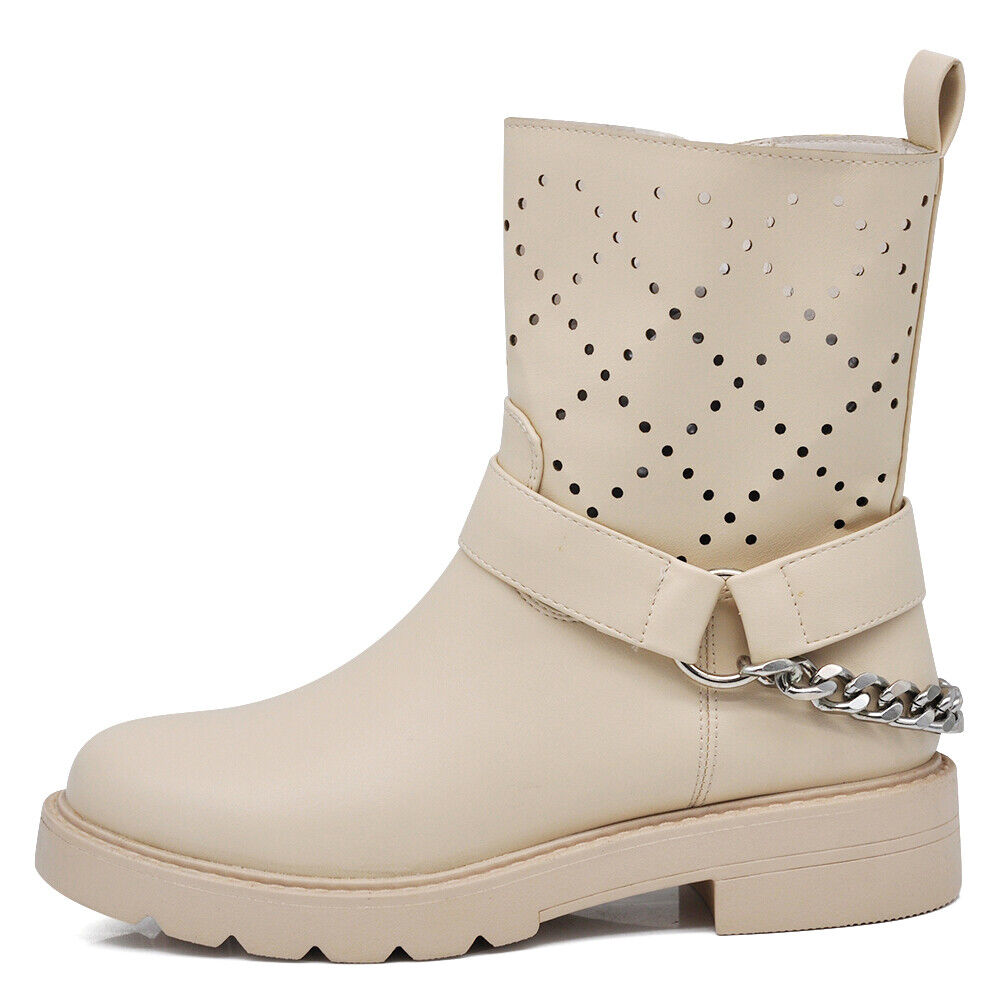 Stivali Stivaletti Catena staccabile Biker Primaverili Estivi Da Donna D7910