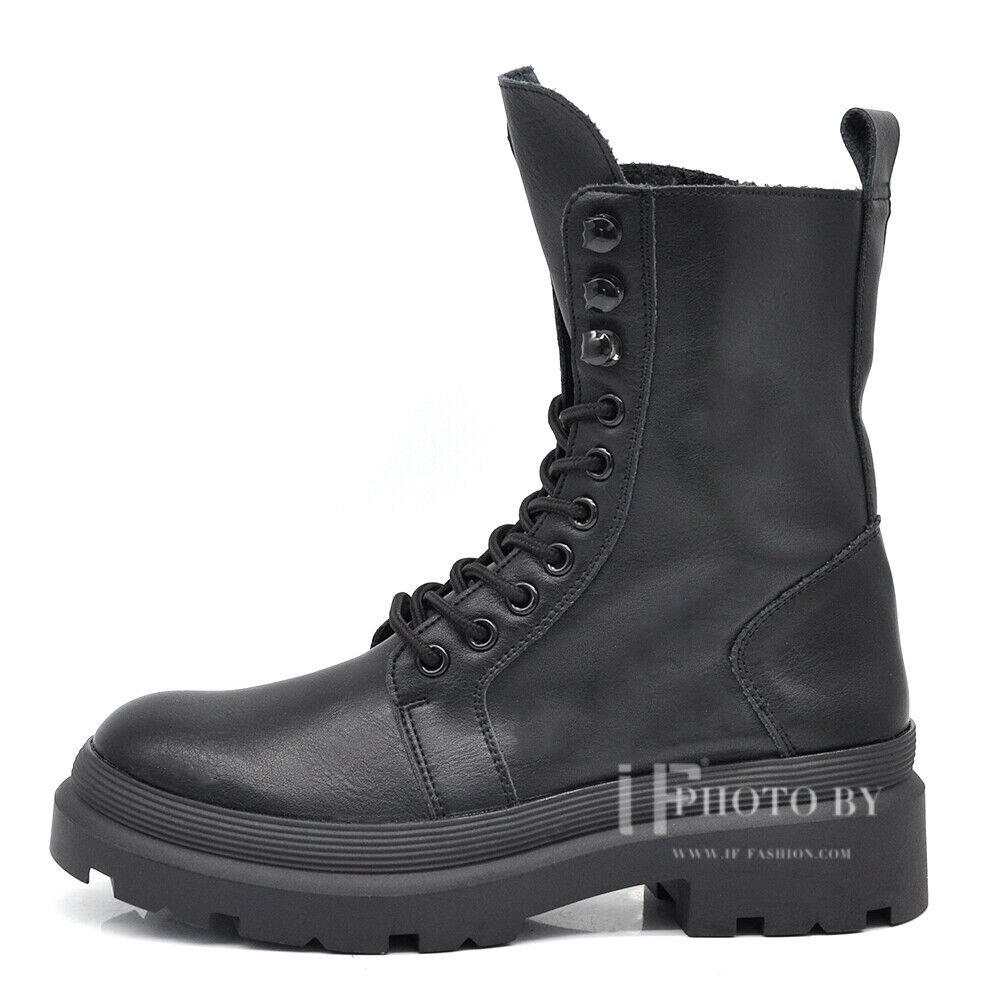 Stivali Stivaletti Platform Donna Motociclista Anfibi MP326 nero beige