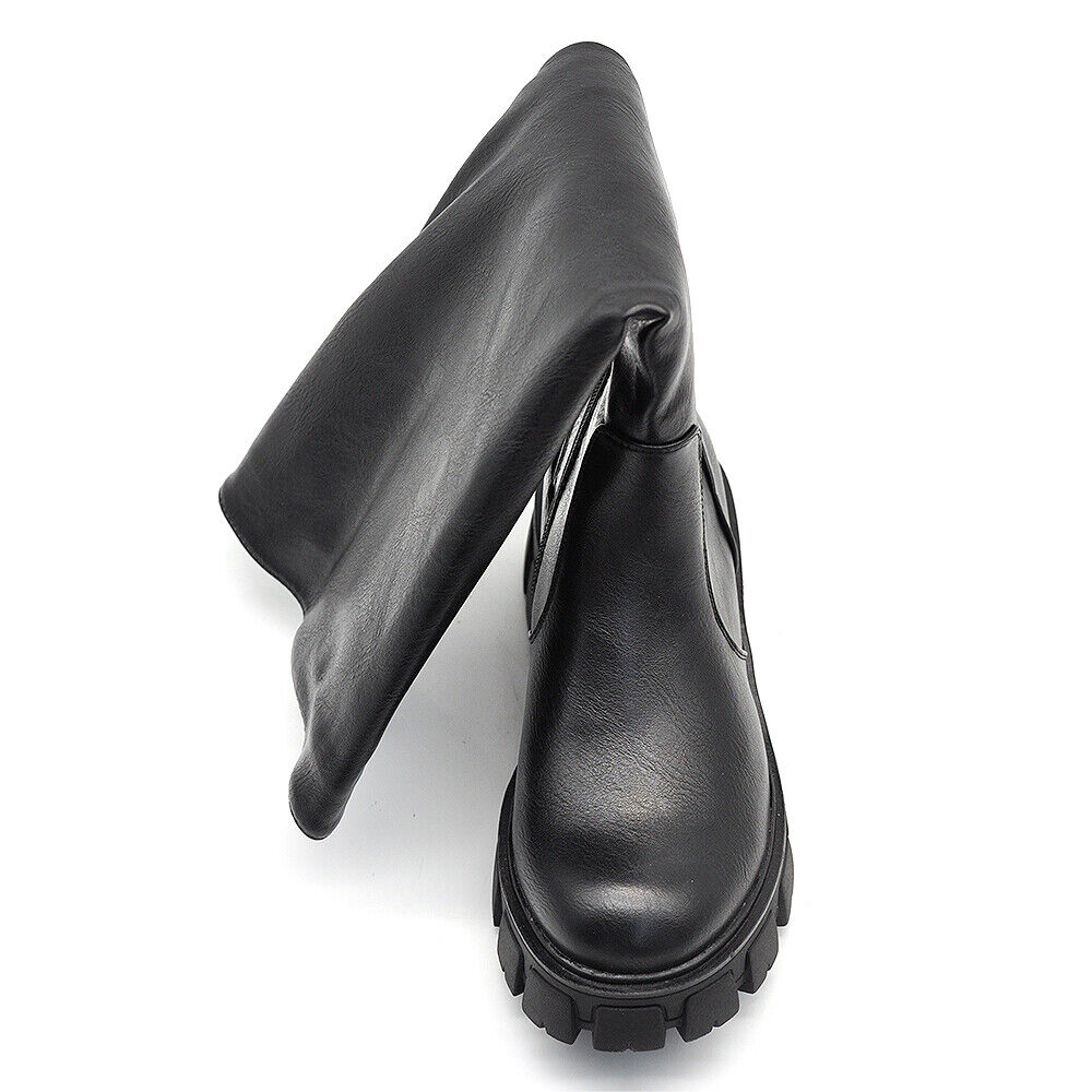 Stivali Biker Motociclista Da Donna Al Polpaccio Elasticizzato Platformo MP322-2