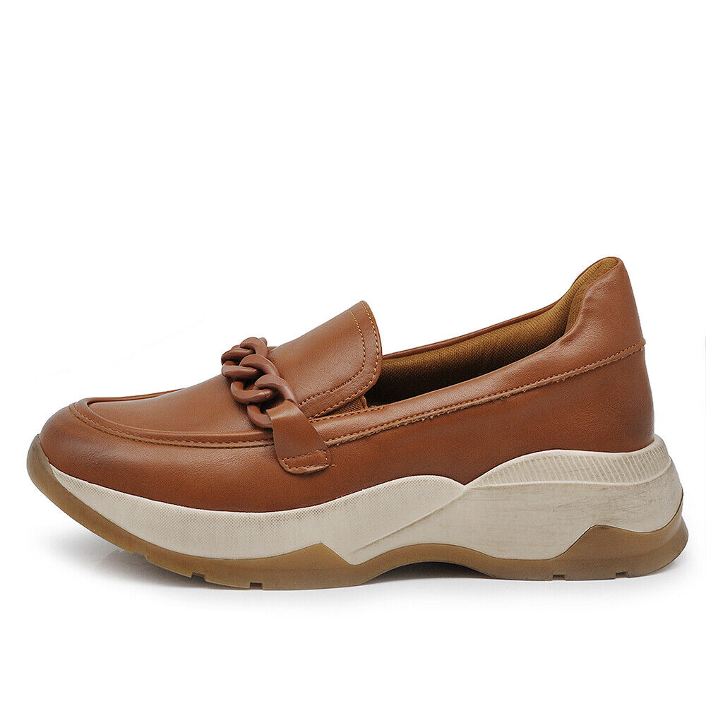 Scarpe Sneakers Mocassini Slip On Da Donna Con Catena Platform Zeppa GR-6648