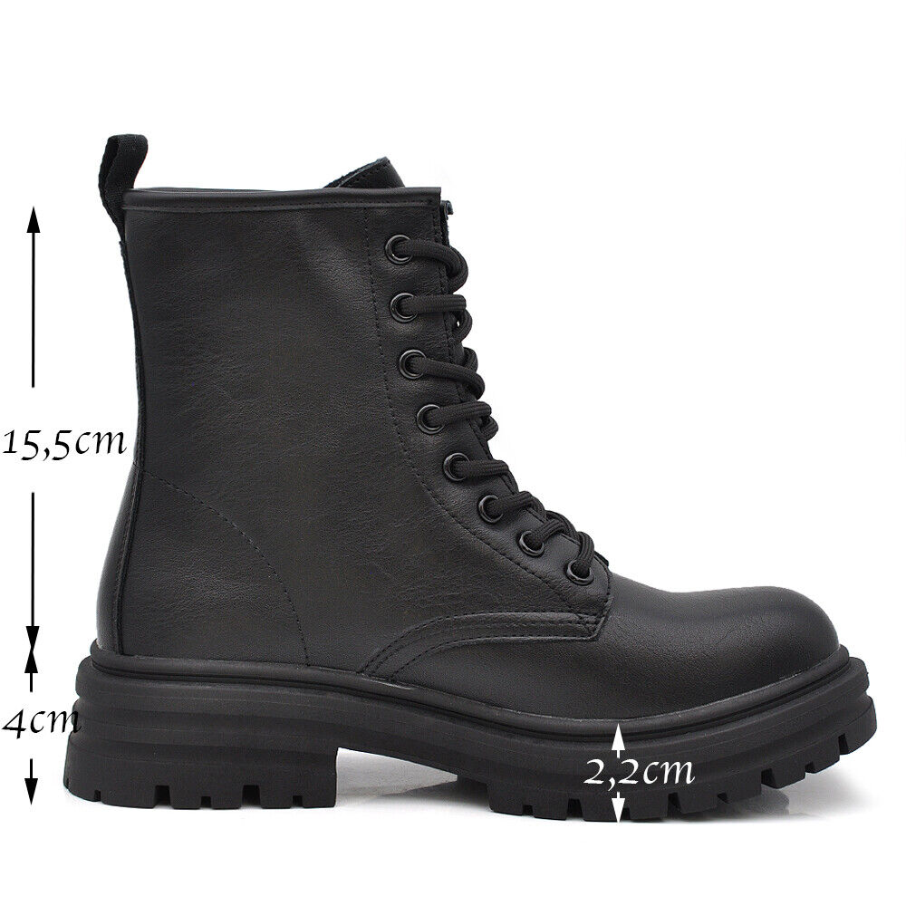 Stivaletti Stivali Anfibi Combat boots Militare Da Donna Platform Y13 nero camel