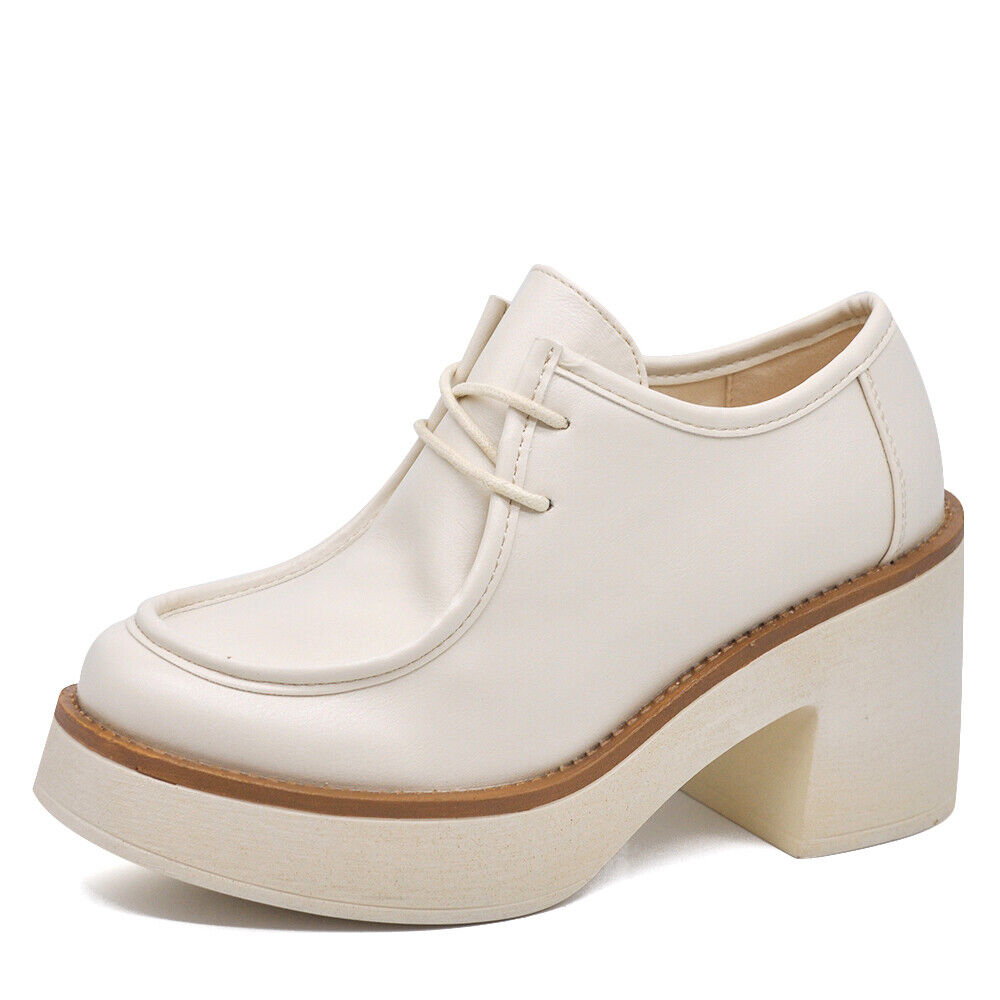 Mocassini Loafers Scarpe Da Donna Con Tacco Lacci Stringati MP353-2 nero beige