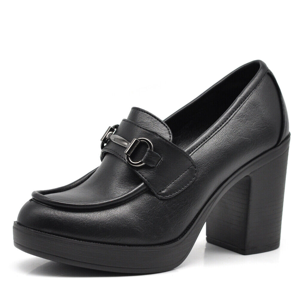 Mocassini Loafers Décolleté Da Donna Morsetto Con Tacco Grosso MP354-12