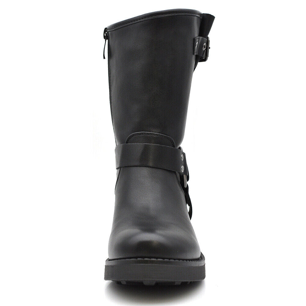 Stivali Stivaletti Biker Anfibi Motociclista Fibbie Cinghie Da Donna RQ65