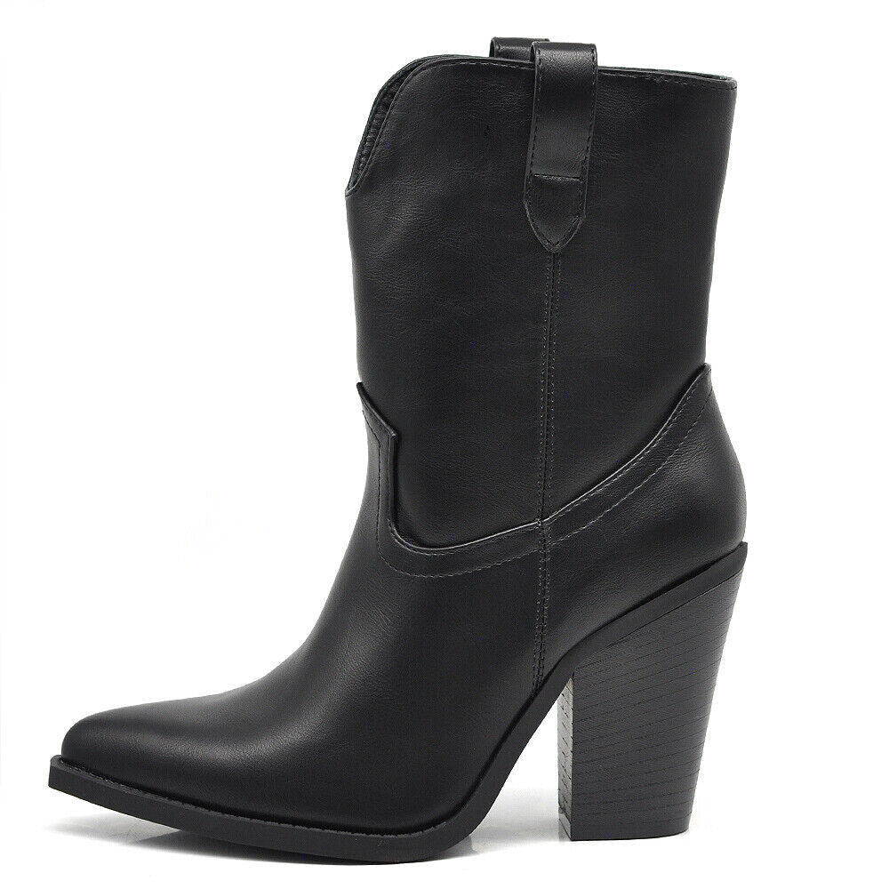 Stivali Stivaletti Da Donna Texani Cowboy Western A Punta Con Tacco Alto MP635