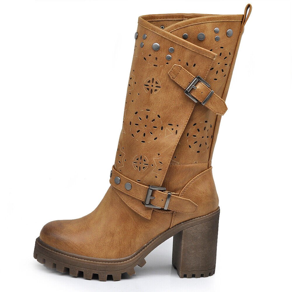 Stivali Stivaletti Tronchetti Primaverili Da Donna Tacco Plateau Platform 669