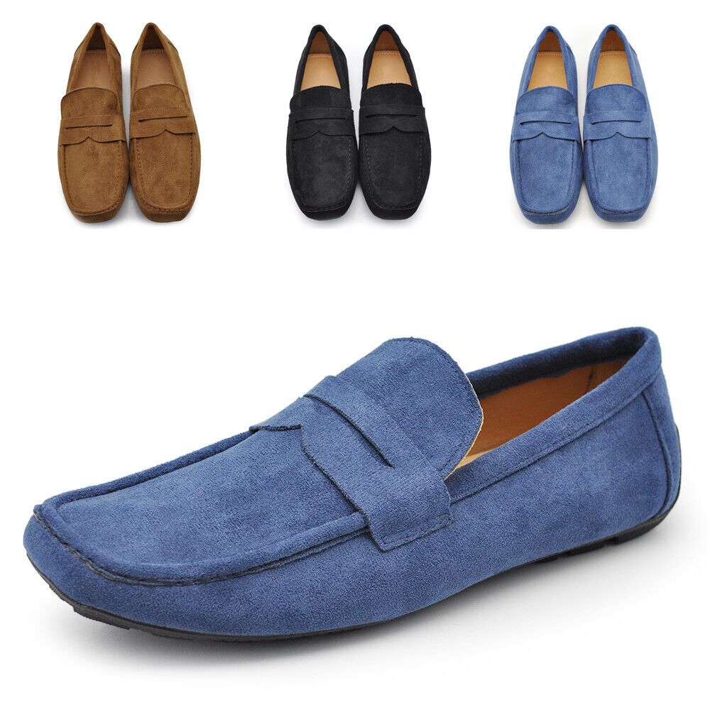 Scarpe Da Uomo Mocassini Morbidi Camoscio Sintetico 2Y219-2Y nero blujeans camel grigio