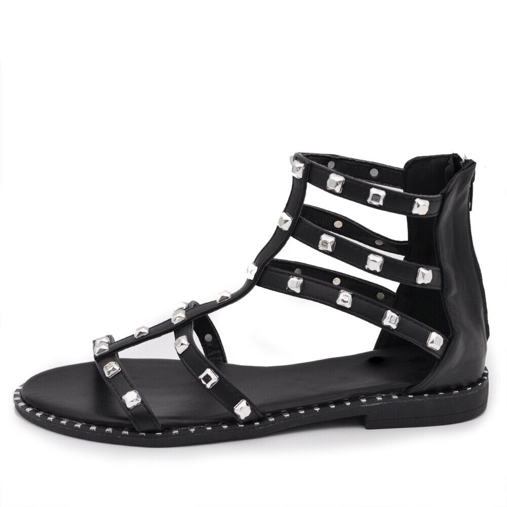 Scarpe Infradito Sandali Stivaletti Estivi Gladiatore Da Donna Borchie KK-703