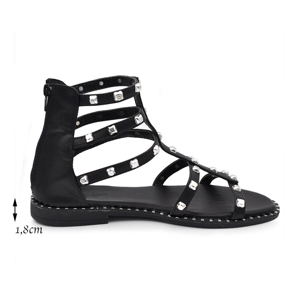 Scarpe Infradito Sandali Stivaletti Estivi Gladiatore Da Donna Borchie KK-703