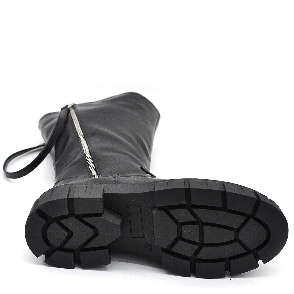 Scarpe Da Donna Stivali Motociclista Biker Doppio Zip Cerniera Platform 6630