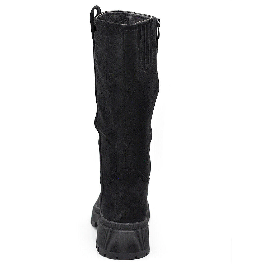 Stivaletti Stivali Biker Al Polpaccio Da Donna Scamosciato Platform GR-6632