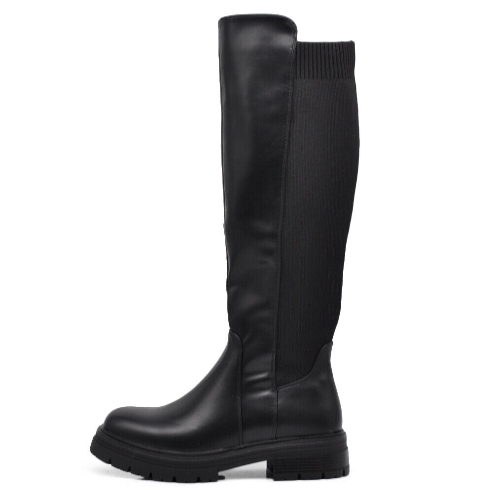 Stivali Biker Motociclista Al Polpaccio Da Donna Con Tessuto Stretch G670