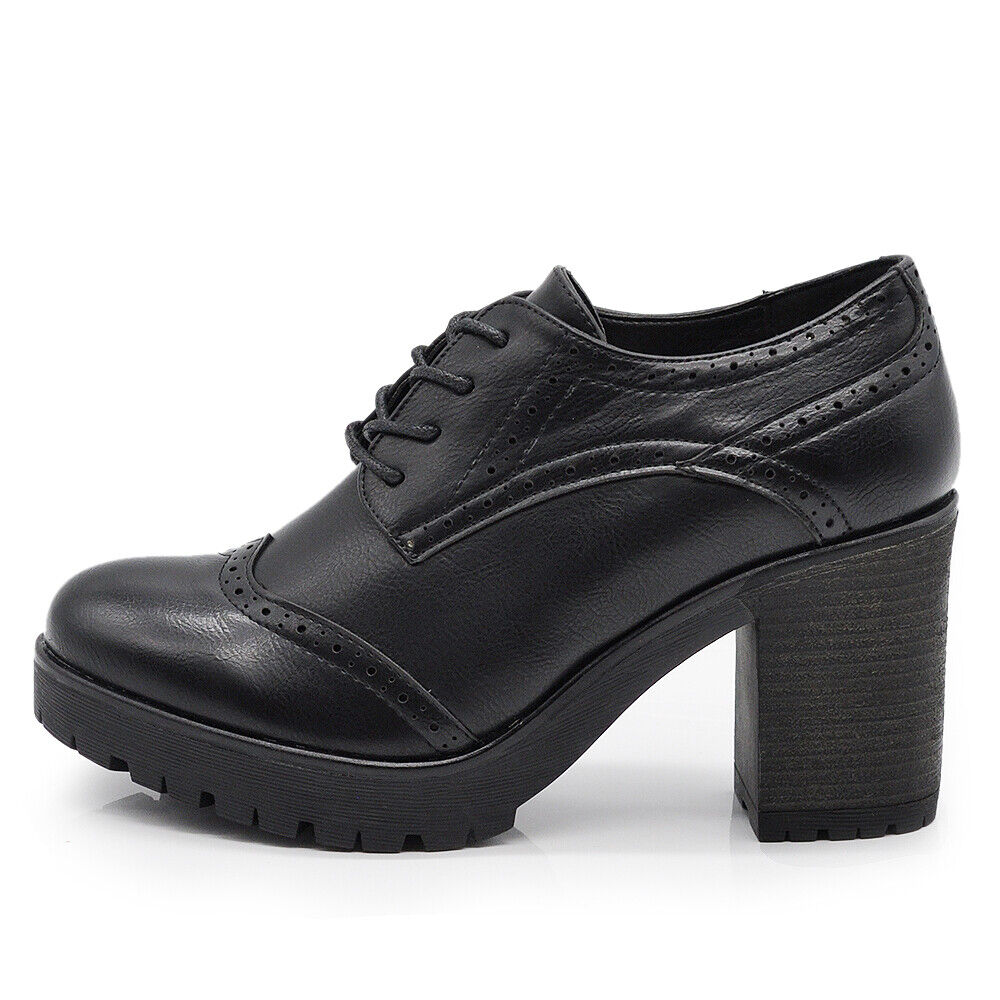 Scarpe Da Donna Tacco Grosso Francesine Duilio Oxford Inglesine stringate IF146