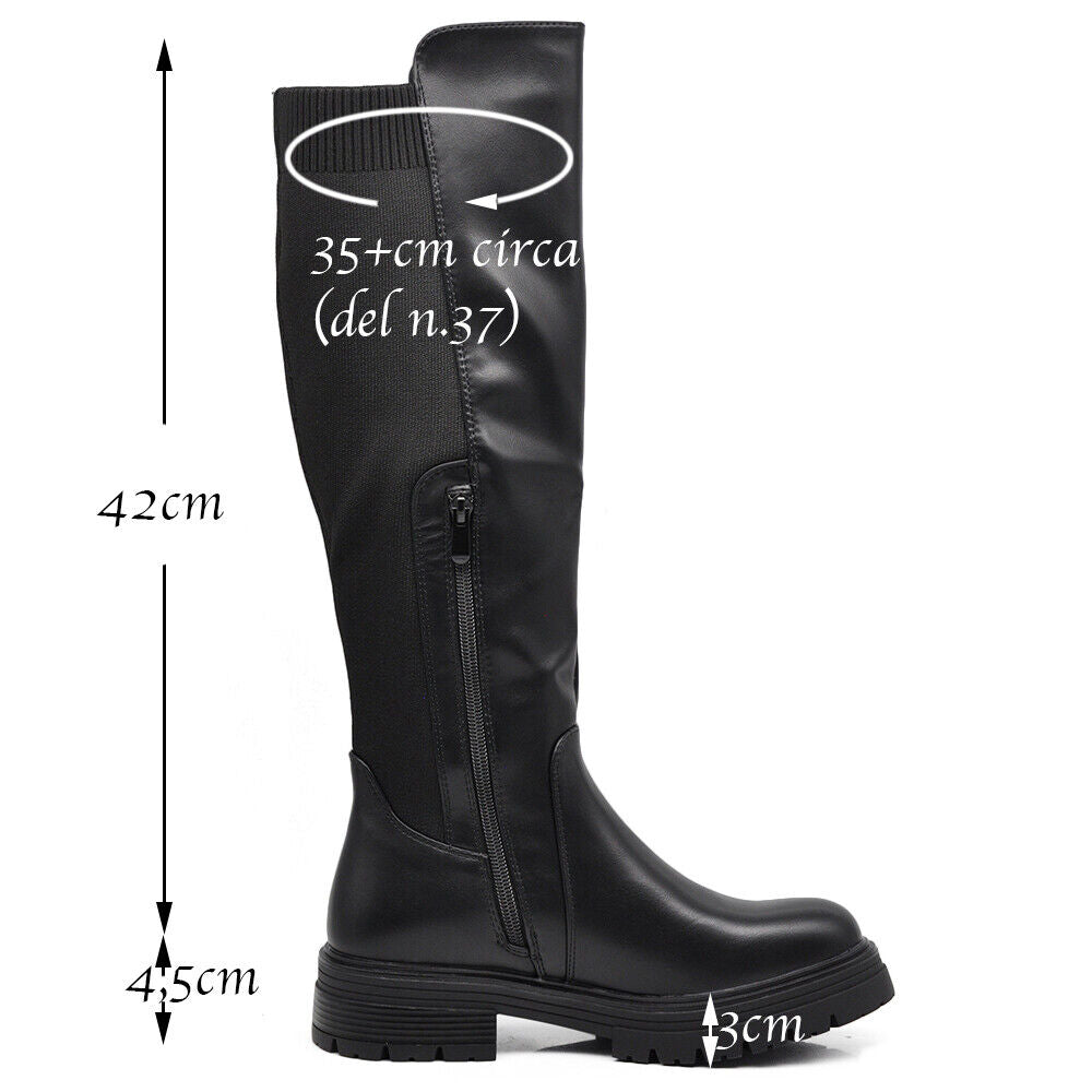 Stivali Biker Motociclista Al Polpaccio Da Donna Con Tessuto Stretch G670
