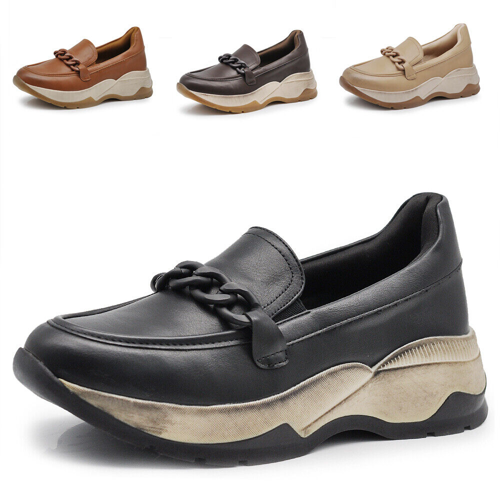 Scarpe Sneakers Mocassini Slip On Da Donna Con Catena Platform Zeppa GR-6648