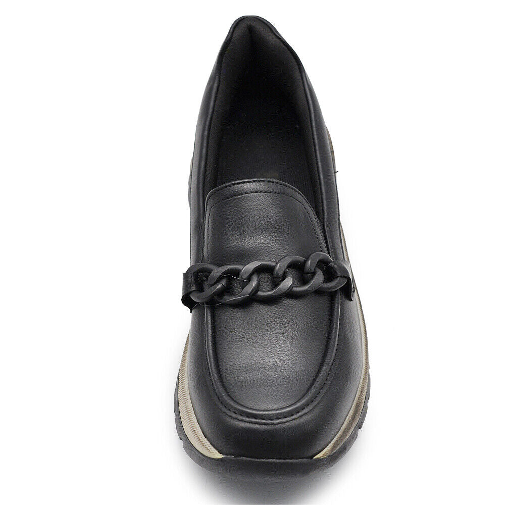Scarpe Sneakers Mocassini Slip On Da Donna Con Catena Platform Zeppa GR-6648