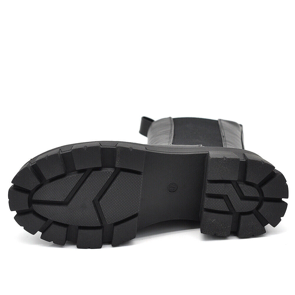 Stivaletti Chelsea Biker da Donna Elastici Con Platform Suola Track Pelle YG890