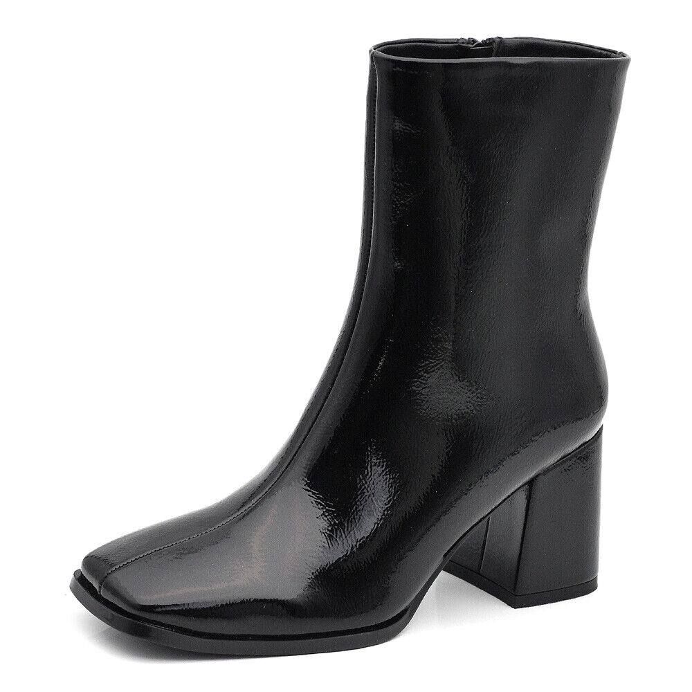 Con Tacco Largo Tronchetto A Punta Stivali Donna Tacco Stivaletti