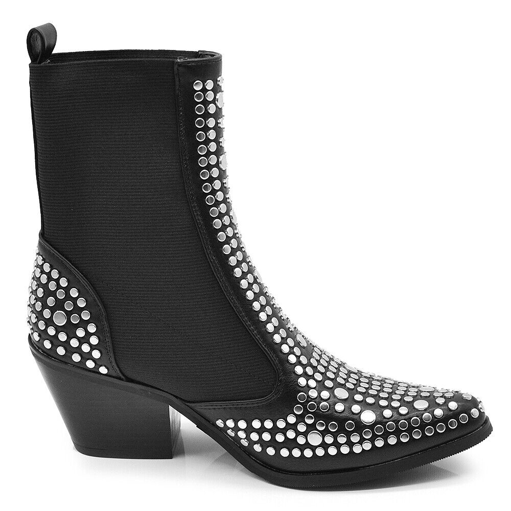 Stivaletti elasticizzati Donna A Punta Camperos Texani Borchie Tacco 15757