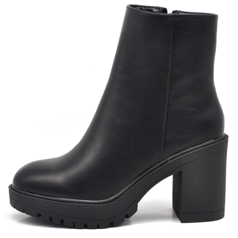Stivali Stivaletti Tronchetti Da Donna Con Tacco Platform Zeppa MP650 nero beige