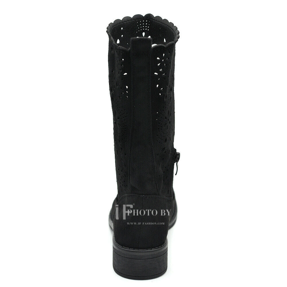 Stivali Stivaletti Biker Motociclista Traforati Primaverili Estivi Da Donna LY70-1