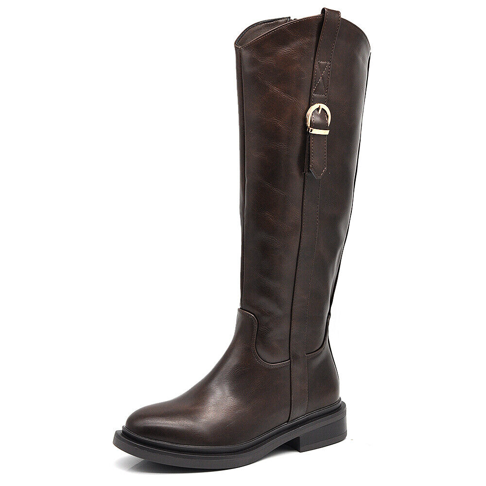 Stivali Cavallerizza Equitazione Biker Motociclista Con Fibbia Da Donna 7977