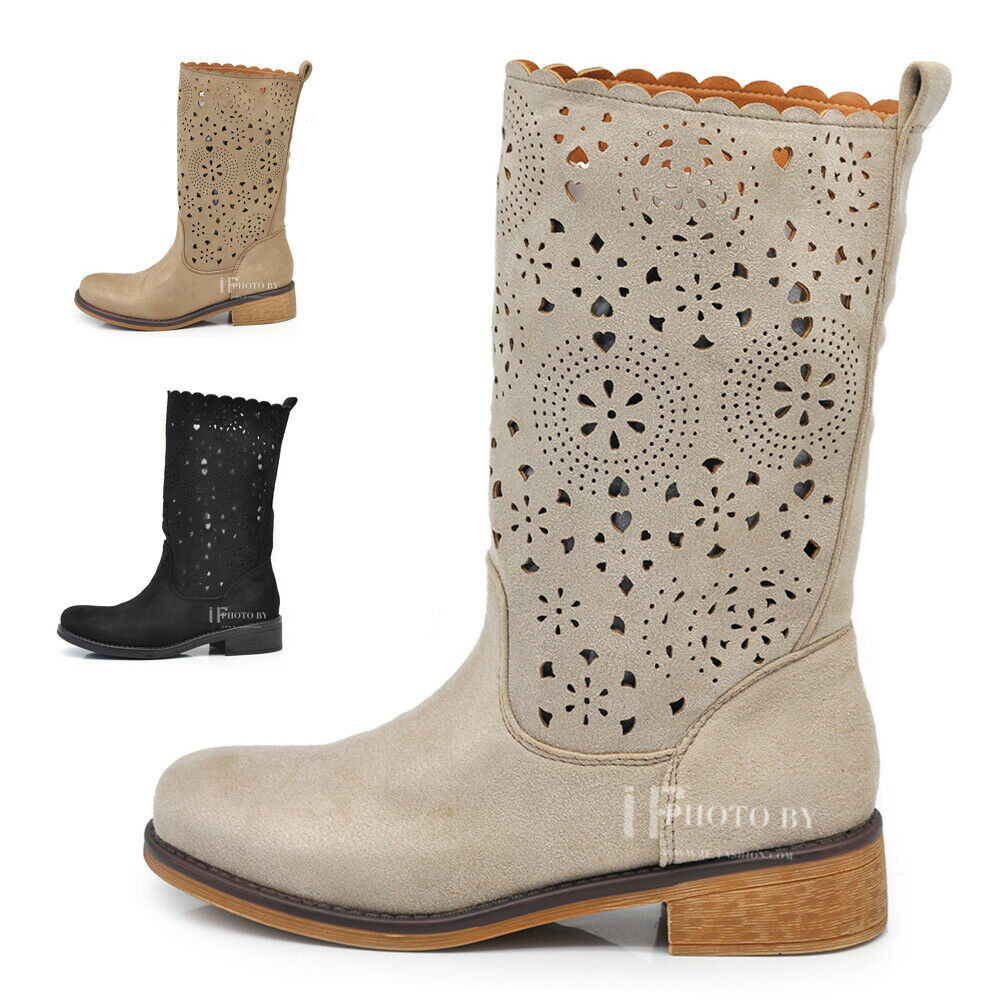 Stivali Stivaletti Biker Motociclista Traforati Primaverili Estivi Da Donna LY70-1