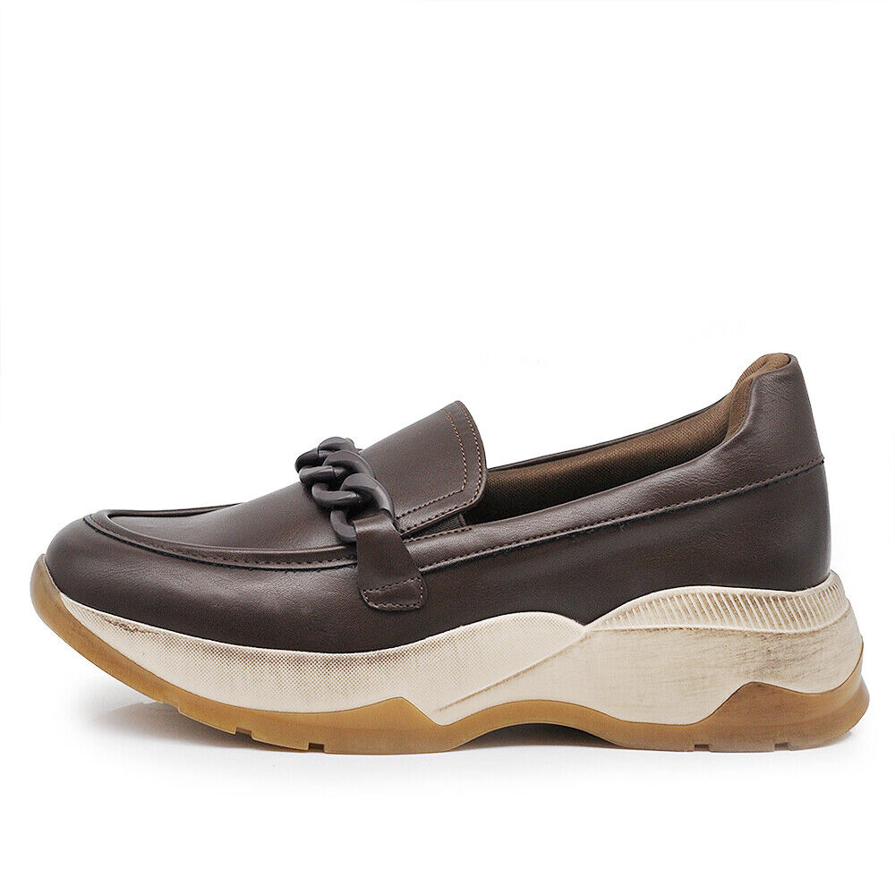 Scarpe Sneakers Mocassini Slip On Da Donna Con Catena Platform Zeppa GR-6648