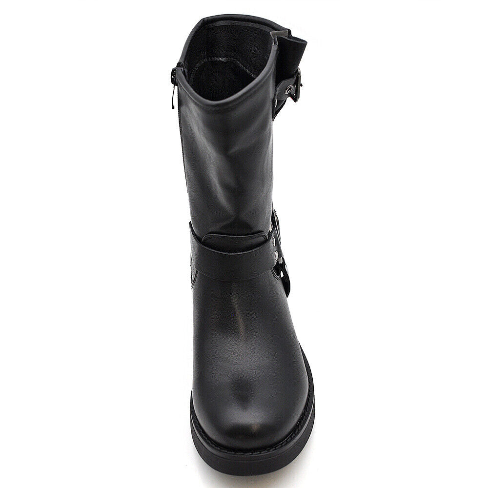 Stivali Stivaletti Biker Anfibi Motociclista Fibbie Cinghie Da Donna RQ65