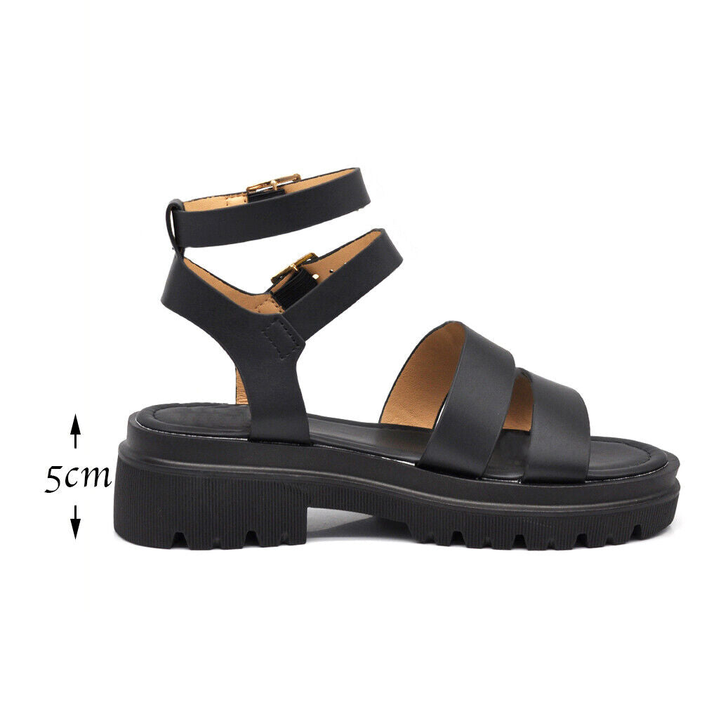 Scarpe Sandali Da Donna Con Platform Ragnetto L19D-7 nero bianco marrone