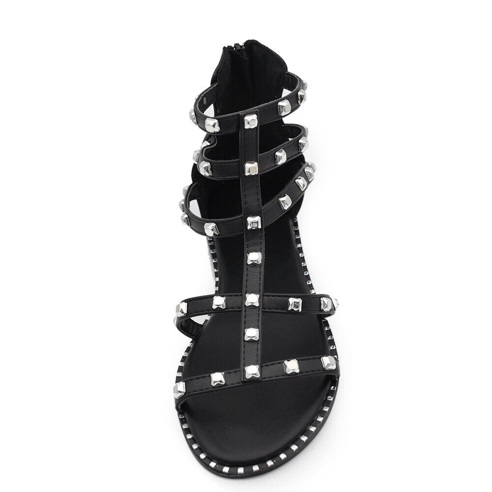 Scarpe Infradito Sandali Stivaletti Estivi Gladiatore Da Donna Borchie KK-703