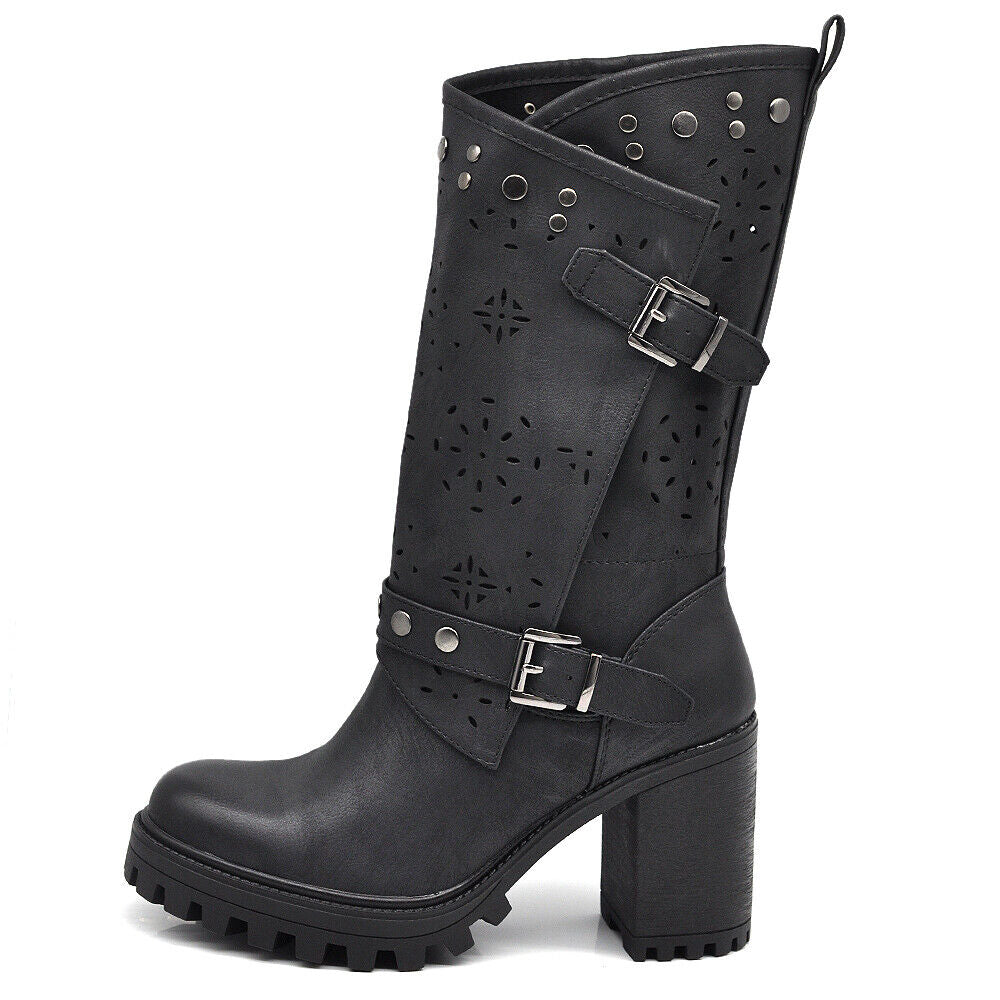 Stivali Stivaletti Tronchetti Primaverili Da Donna Tacco Plateau Platform 669