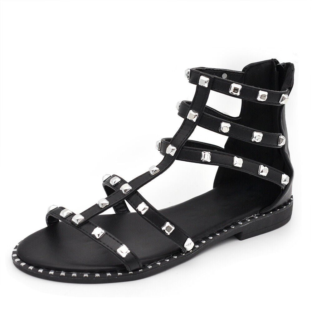 Scarpe Infradito Sandali Stivaletti Estivi Gladiatore Da Donna Borchie KK-703