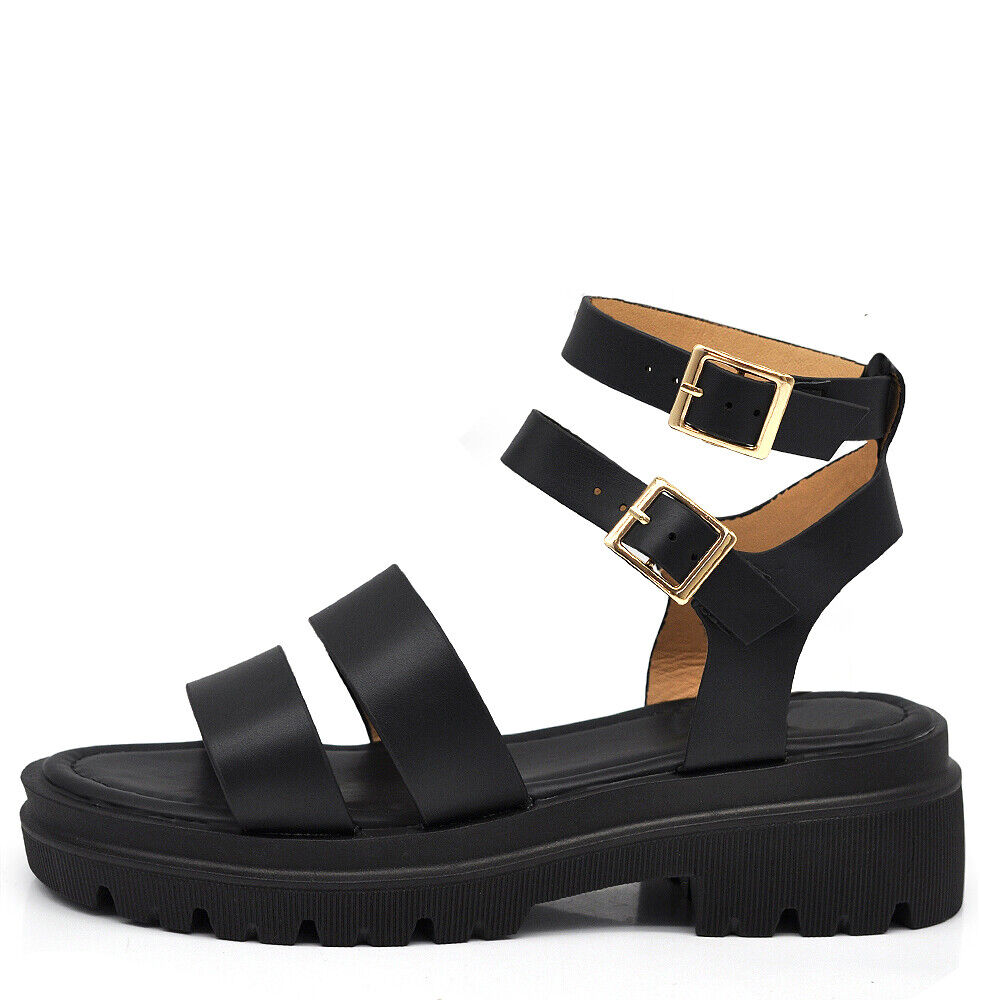 Scarpe Sandali Da Donna Con Platform Ragnetto L19D-7 nero bianco marrone