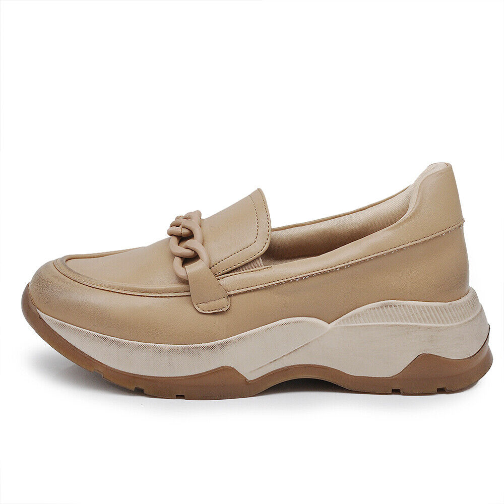 Scarpe Sneakers Mocassini Slip On Da Donna Con Catena Platform Zeppa GR-6648