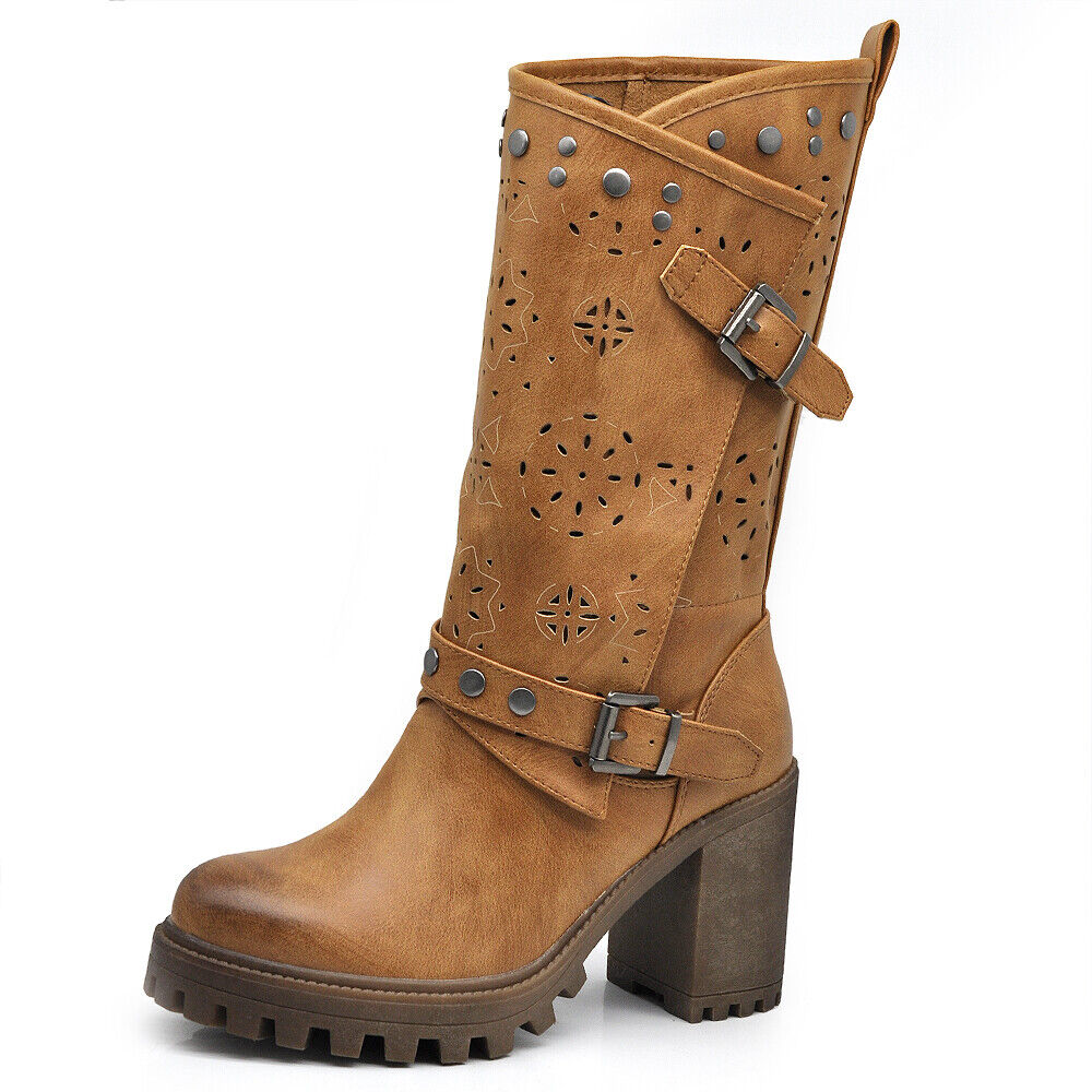 Stivali Stivaletti Tronchetti Primaverili Da Donna Tacco Plateau Platform 669