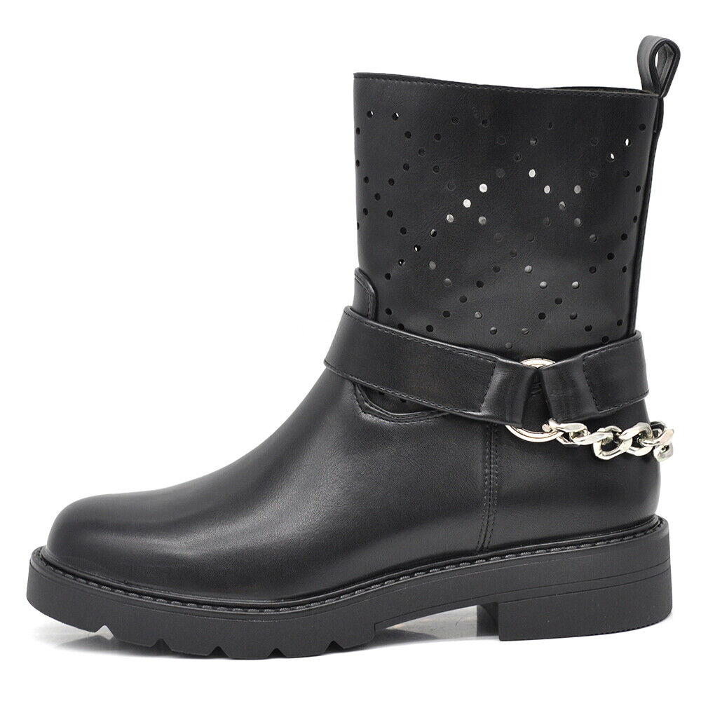 Stivali Stivaletti Catena staccabile Biker Primaverili Estivi Da Donna D7910