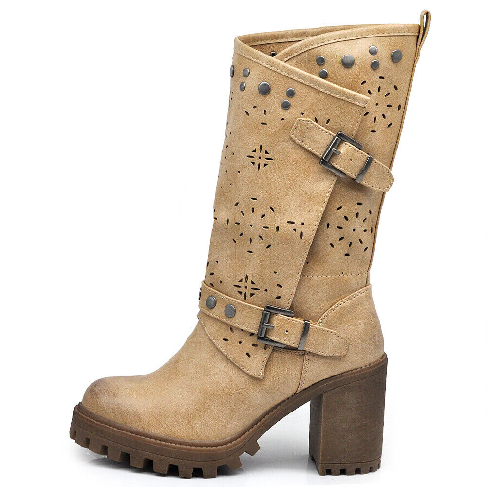Stivali Stivaletti Tronchetti Primaverili Da Donna Tacco Plateau Platform 669
