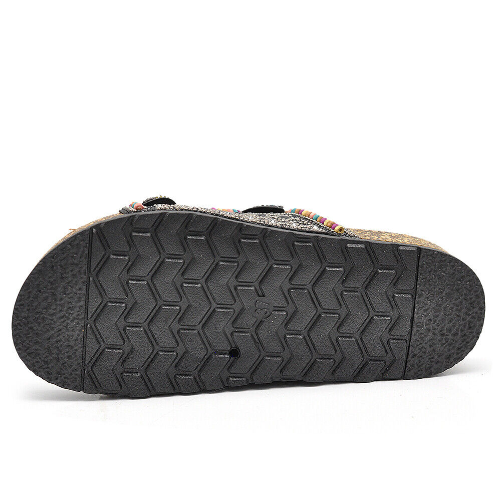 Scarpe Sandali Ciabatte Da Donna Sughero Con Fibbie e Strass GH-801